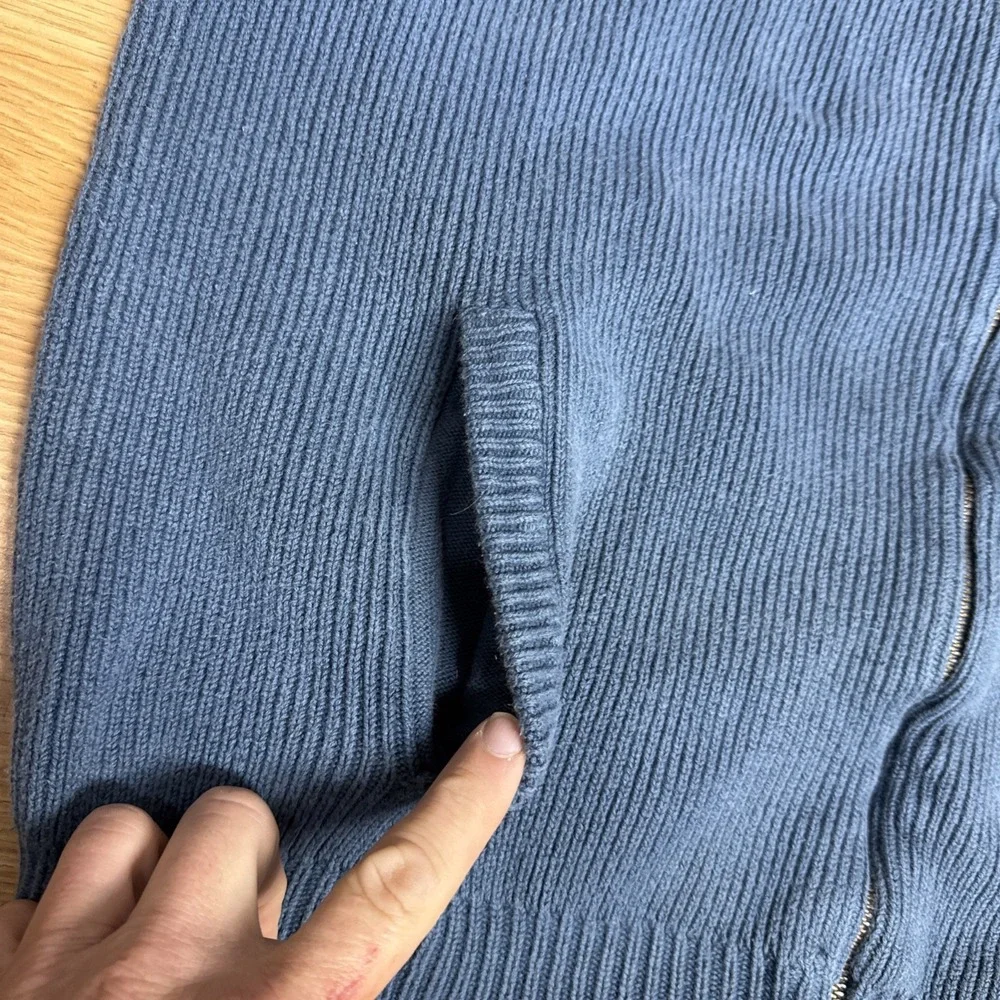 L.L.‎ Bean Men's Size Large-Reg Full Zip Sweater Cardigan Blue  100% Cotton Knit